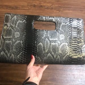 Cute Black/silver snakeskin pattern clutch